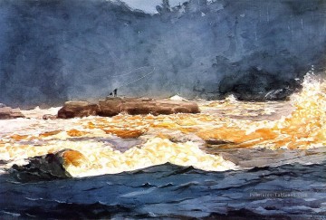 Pêche aux rapides Saguenay Winslow Homer aquarelle Peinture à l'huile